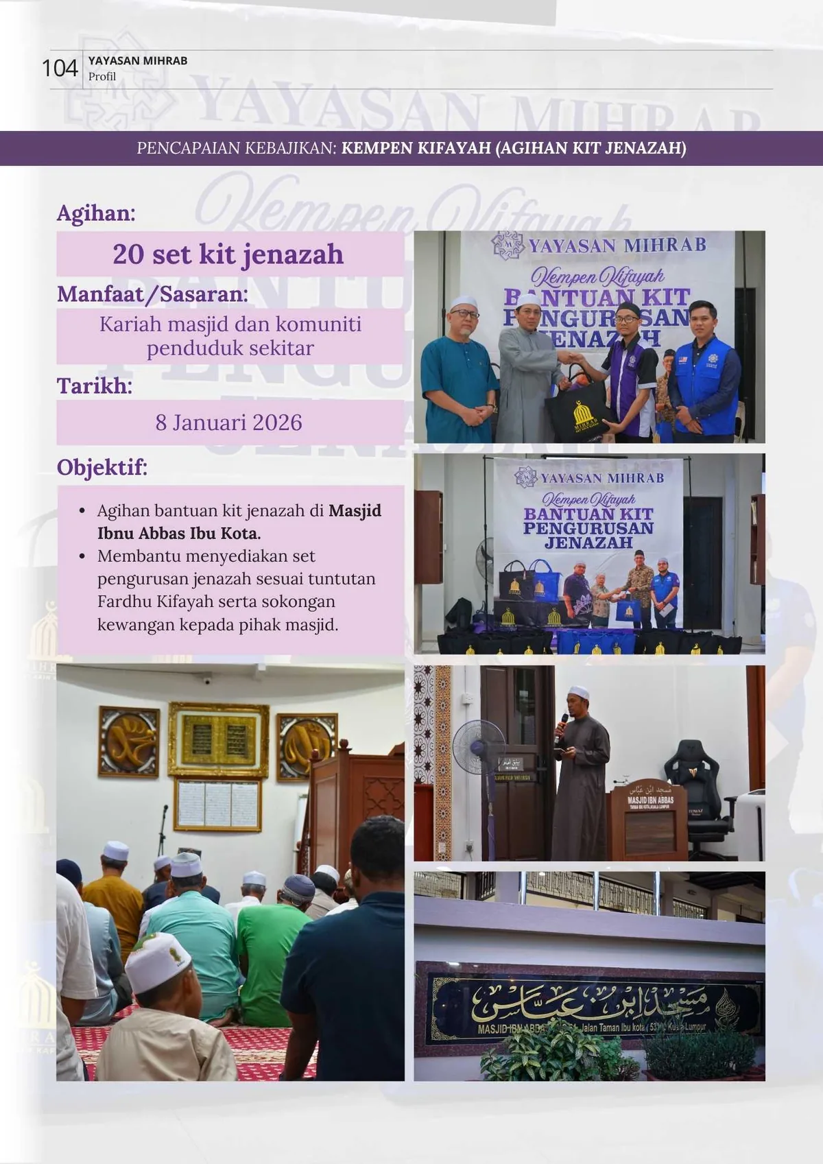 Aktiviti Kempen Kifayah Agihan Kit Jenazah Masjid Ibnu Abbas Ibu Kota